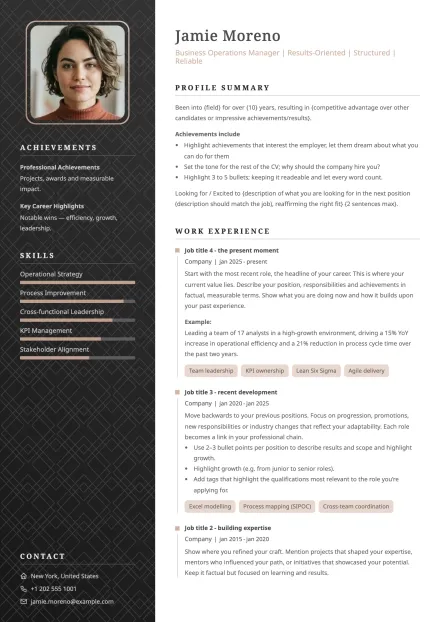 Professional resume template example with a clean, elegant layout